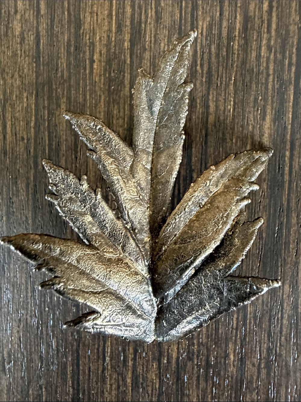 VINTAGE BRONZE LEAF BROOCH Organic Sculptural Botanical Pin